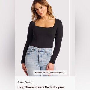 Nuuds Medium Long Sleeve Square Neck Body Suit